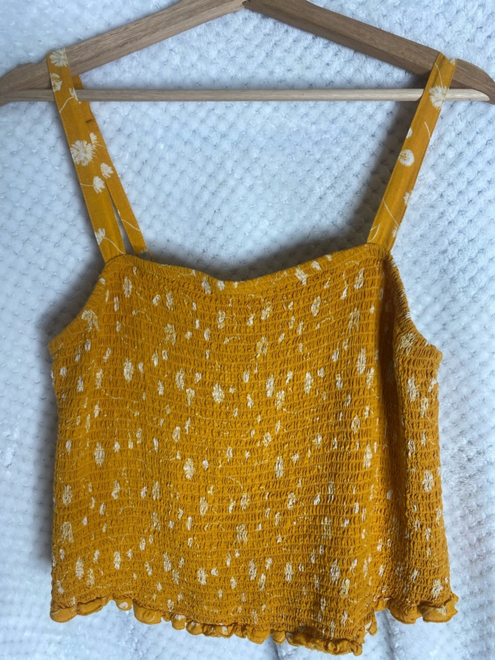 torrid Mustard Yellow Smocked Floral Crop top